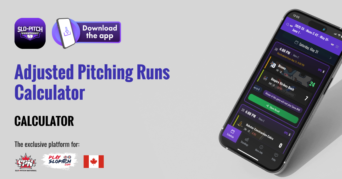 Adjusted Pitching Runs Calculator